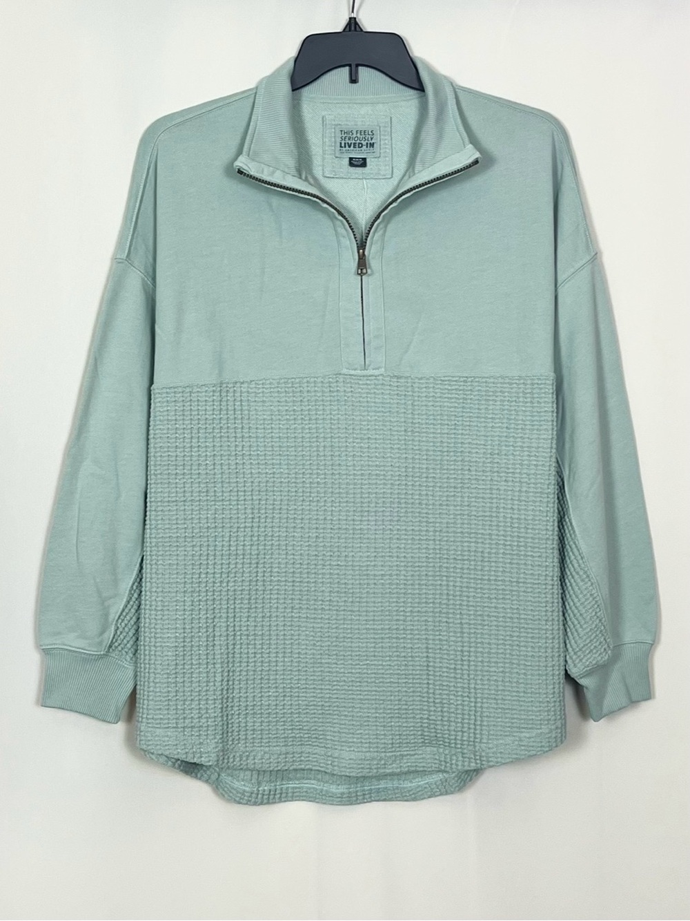 American Eagle Women’s Oversized Half-Zip Sweatshirt Color Olive Moss Size M